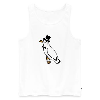 Sir Vogel Zylinder Hut Monokel Brille reicher Herr - Männer Premium Bio Tank Top - Weiß - Vorne - Michal (187cm)