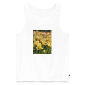 Tulpenmeer gelb - Männer Premium Bio Tank Top - Weiß - Vorne - AI Model Male 178 light (178cm)