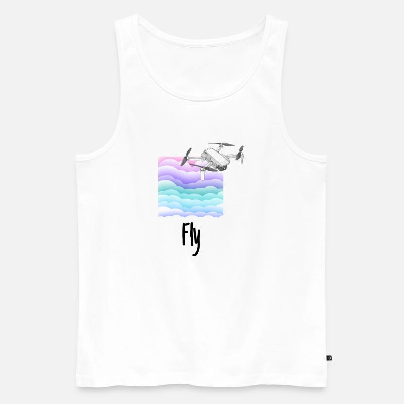 Fly Drone Drone Pilot Cloud nuages - Débardeur bio Premium Homme - blanc