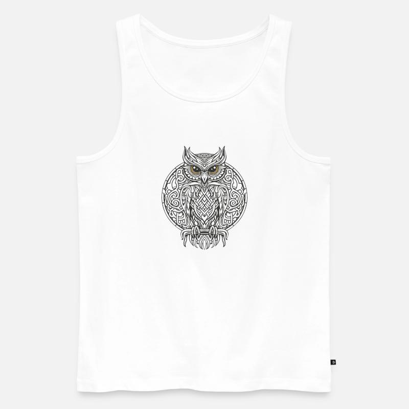 Keltische Eule - Männer Premium Bio Tank Top - Weiß
