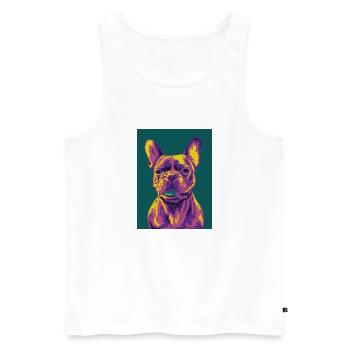 French Bulldog - Männer Premium Bio Tank Top - Weiß - Vorne - Michal (187cm)