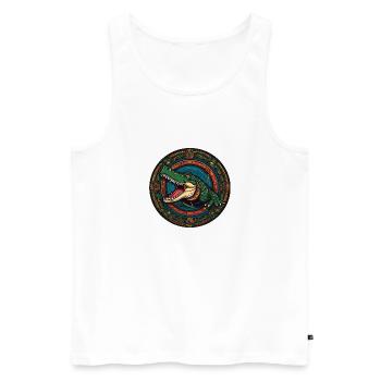 Portrait d’alligator Portrait de crocodile dans le style de la bande dessinée - Débardeur bio Premium Homme - blanc - Devant - AI Model Male 178 light (178cm)