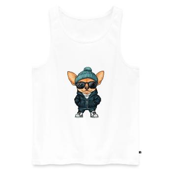 Chihuahua chien bande dessinée cool - Débardeur bio Premium Homme - blanc - Devant - Michal (187cm)