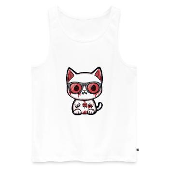 Katze Halloween Cool - Männer Premium Bio Tank Top - Weiß - Vorne - Michal (187cm)