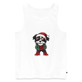 Border Collie Chien Noël Noël - Débardeur bio Premium Homme - blanc - Devant - Michal (187cm)