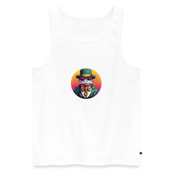 Colorful Alligator Crocodile with Sunglasses and Hat - Men's Premium Organic Tank Top - white - Front - Michal (187cm)