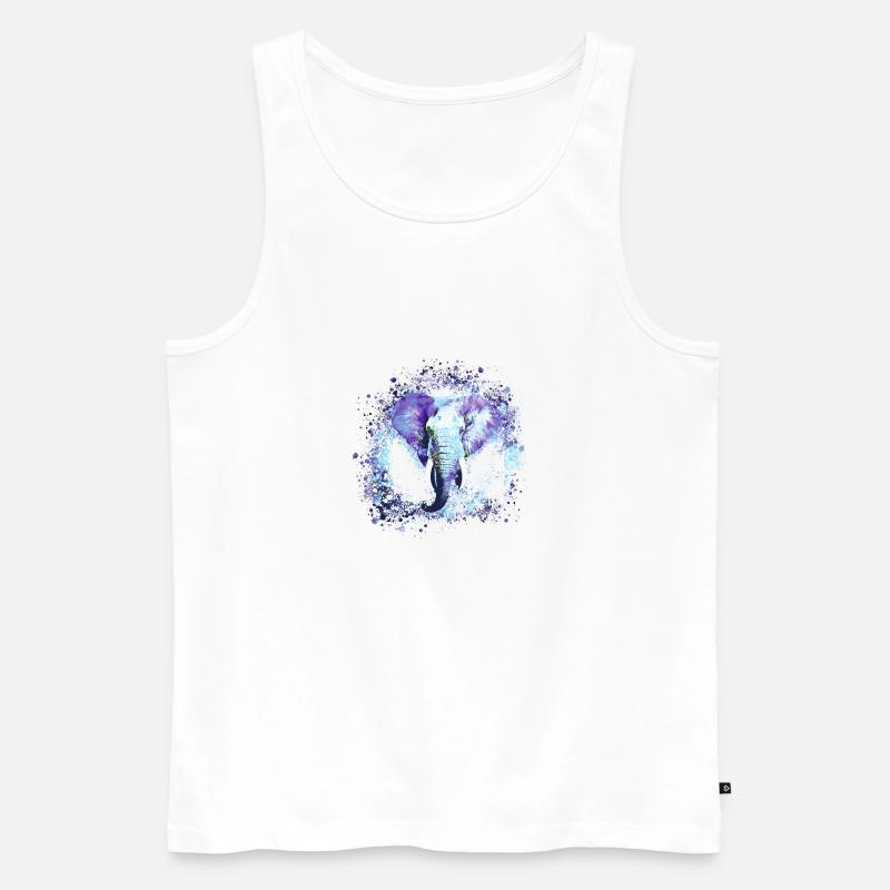 Elefant, Graffiti, Malerei, blau,Wildnis - Männer Premium Bio Tank Top - Weiß