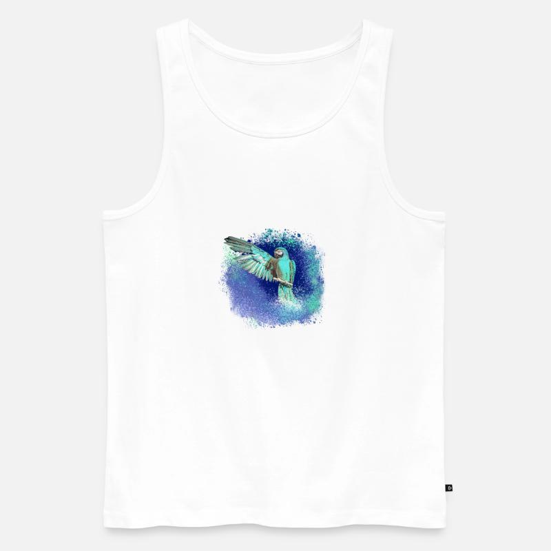 sittich ara,,vogel,graffiti,mint,blau,brush,spray - Männer Premium Bio Tank Top - Weiß