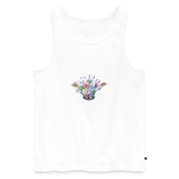 Geldverschwendung 3D - Männer Premium Bio Tank Top - Weiß - Vorne - Michal (187cm)