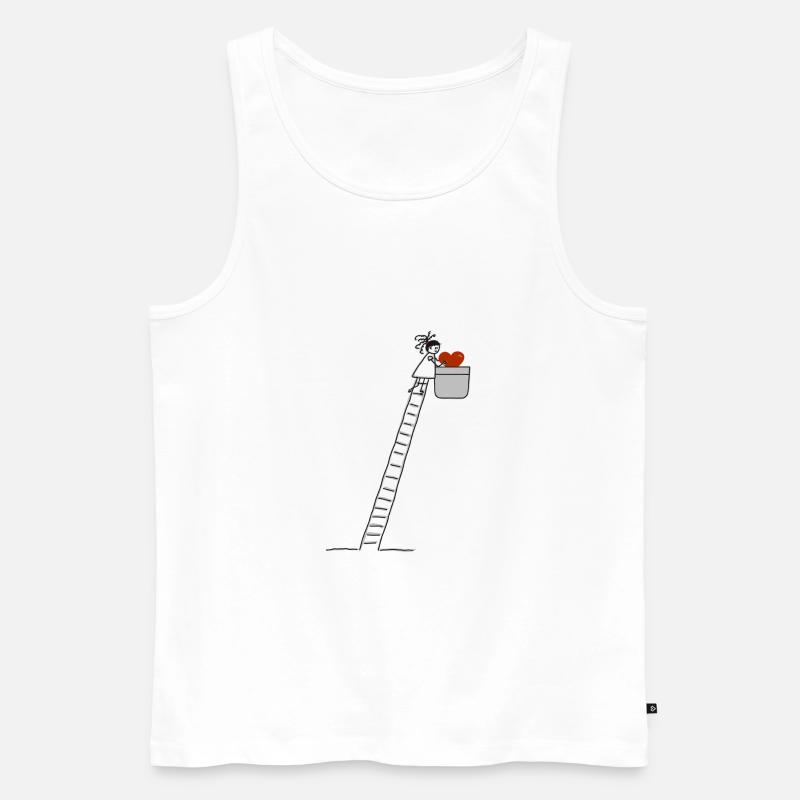Mädchen Brusttasche Hemdtasche Leiter Herz - Männer Premium Bio Tank Top - Weiß
