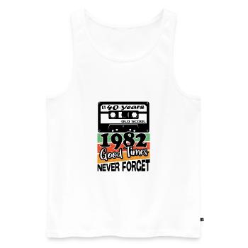 Birthday Geburtstag Old School Retro Alter 1982 40 - Männer Premium Bio Tank Top - Weiß - Vorne - Michal (187cm)