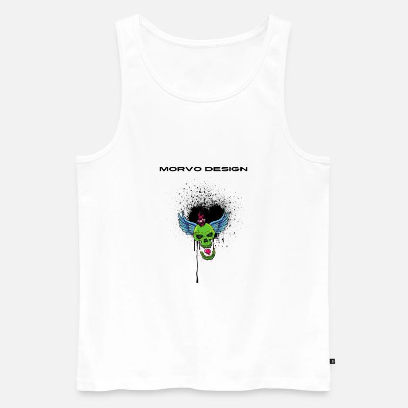 Morvo Design - Skull Graffiti - Männer Premium Bio Tank Top - Weiß
