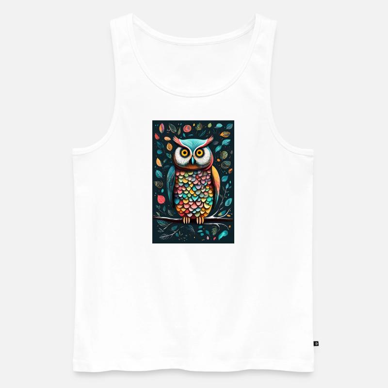 Bunte Eule - Männer Premium Bio Tank Top - Weiß