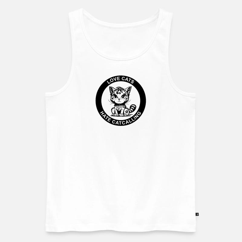 LOVE CATS HATE CATCALLING - Männer Premium Bio Tank Top - Weiß