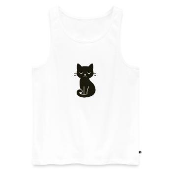 Chat minimal - Débardeur bio Premium Homme - blanc - Devant - AI Model Male 178 light (178cm)