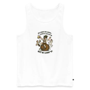 No amoi ois geb‘n - Männer Premium Bio Tank Top - Weiß - Vorne - AI Model Male 178 light (178cm)