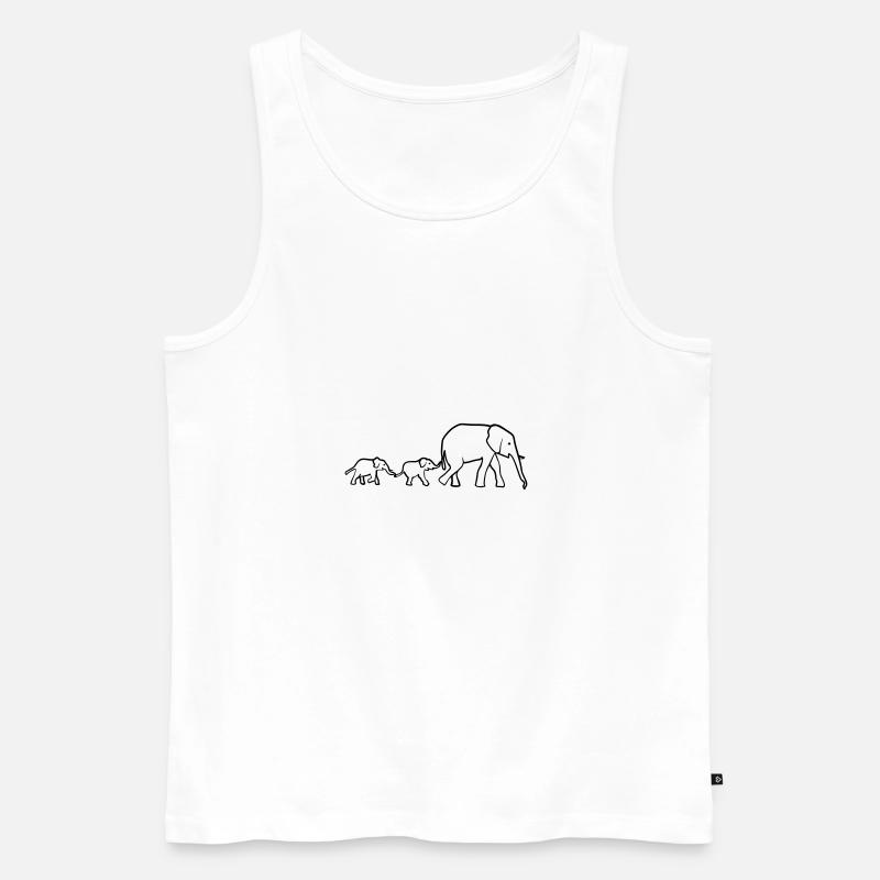 Elefanten Mutter und Junge, Elefant - Männer Premium Bio Tank Top - Weiß