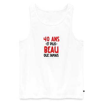 40 ans et plus beau que jamais - Débardeur bio Premium Homme - blanc - Devant - Michal (187cm)