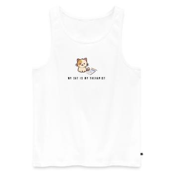 my cat is my therapist - Men's Premium Organic Tank Top - white - Front - AI Model Male 178 light (178cm)