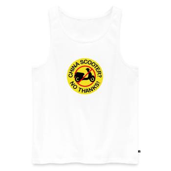 China Scooter? No Thanks! (3-farbig) - Männer Premium Bio Tank Top - Weiß - Vorne - AI Model Male 178 light (178cm)