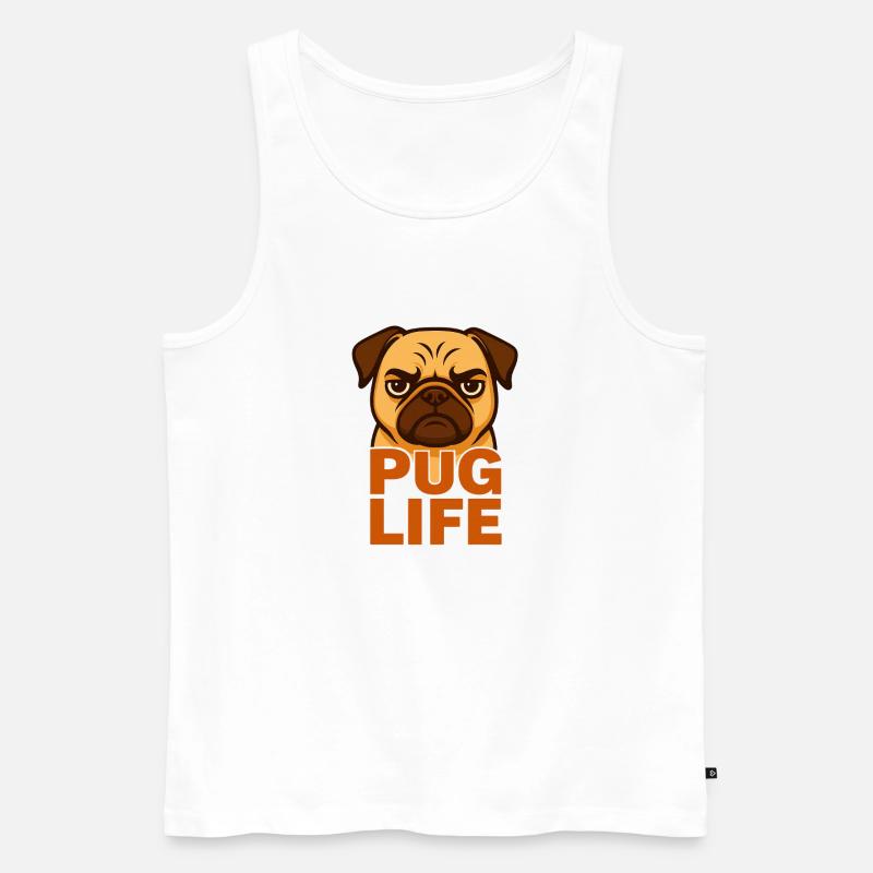 TinyPaws Fun Logo Pug Life - Männer Premium Bio Tank Top - Weiß