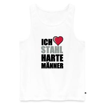 Stahlharte Männer Geschenk - Männer Premium Bio Tank Top - Weiß - Vorne - Michal (187cm)