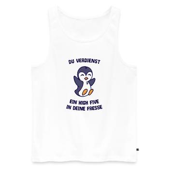 Vogel Tier Humorvoll Pinguin Statement Arktis - Männer Premium Bio Tank Top - Weiß - Vorne - Michal (187cm)