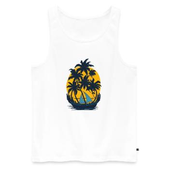 Sunset on the palm boat - Men's Premium Organic Tank Top - white - Front - Michal (187cm)
