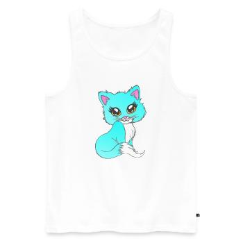 sitzende katze türkies, geschenkidee frau - Männer Premium Bio Tank Top - Weiß - Vorne - Michal (187cm)