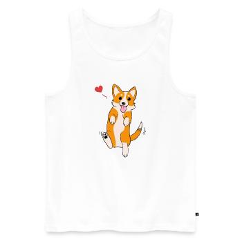 Fröhlicher Corgi mit Herzdesign - Männer Premium Bio Tank Top - Weiß - Vorne - Michal (187cm)