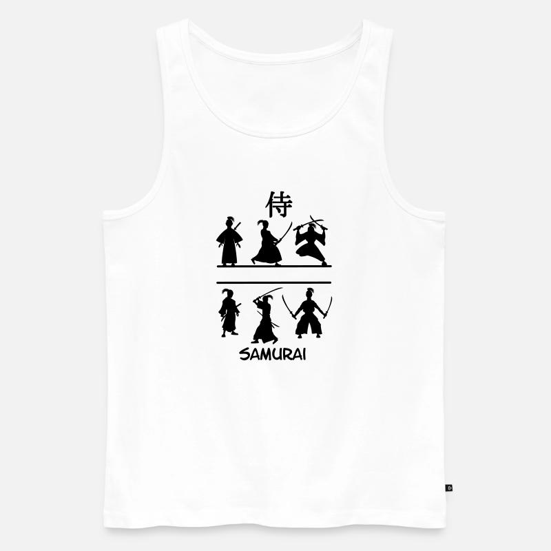 Samurai mit Schwertern - Männer Premium Bio Tank Top - Weiß