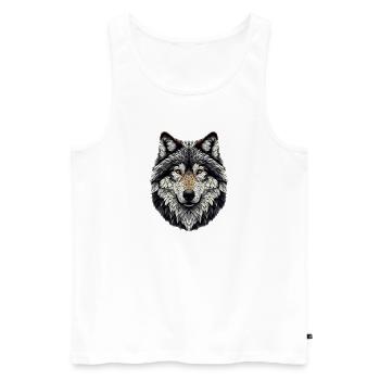 Loup dans le style mosaïque - Débardeur bio Premium Homme - blanc - Devant - AI Model Male 178 light (178cm)