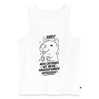 Sorry! Capybara hat meine Hausaufgaben gefressen - Männer Premium Bio Tank Top - Weiß - Vorne - Michal (187cm)