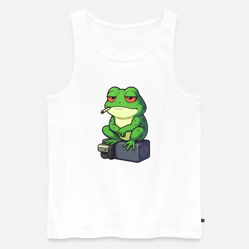 Frosch Entspann dich mit einer Zigarette - Männer Premium Bio Tank Top - Weiß