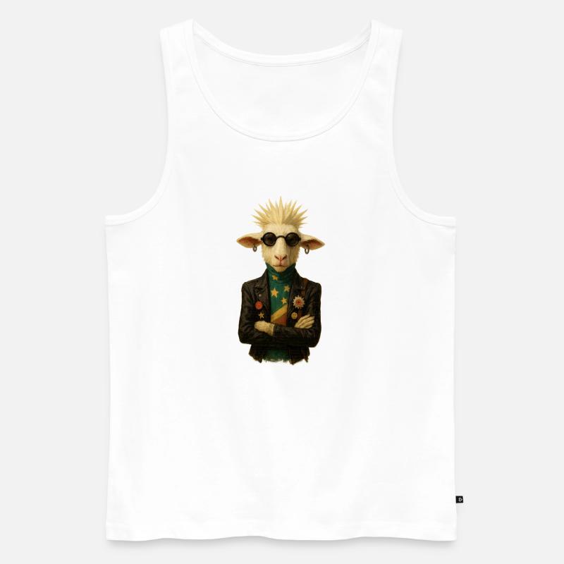 Punkgoat mit Sternenband - Männer Premium Bio Tank Top - Weiß