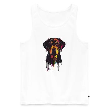 Buntes Hundeportrait Tropfen - Männer Premium Bio Tank Top - Weiß - Vorne - AI Model Male 178 light (178cm)