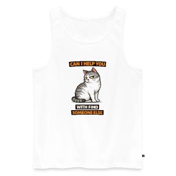 Moody Cat Help Find Someone Else - Men's Premium Organic Tank Top - white - Front - AI Model Male 178 light (178cm)