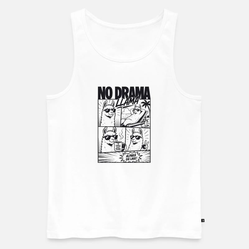 No Drama Llama Cool Alpaka Comic - Männer Premium Bio Tank Top - Weiß