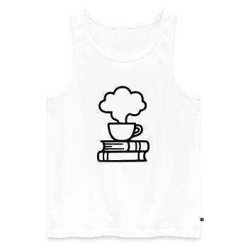 Bücher Kaffeetasse Lesen Buchclub Leseratte - Männer Premium Bio Tank Top - Weiß - Vorne - Michal (187cm)