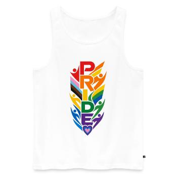 Pride Regenbogen T-Shirt CSD Parade Vielfalt - Männer Premium Bio Tank Top - Weiß - Vorne - Michal (187cm)