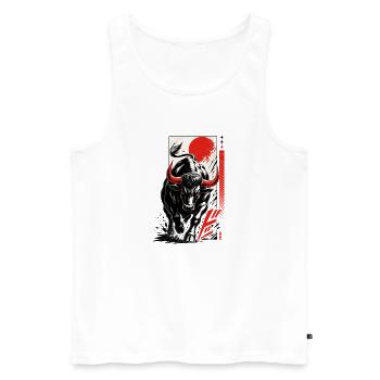 Bull Bull Anime Manga Style japonais - Débardeur bio Premium Homme - blanc - Devant - Michal (187cm)