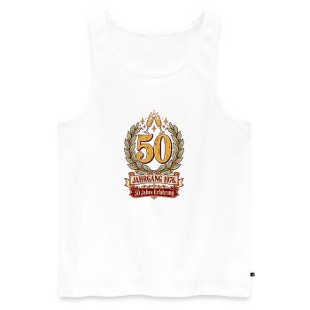 Jahrgang 1976 50 Jahre Erfahrung - Männer Premium Bio Tank Top - Weiß - Vorne - Michal (187cm)
