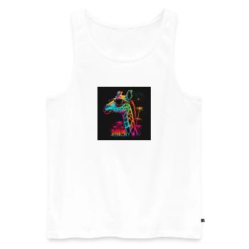 Giraffe with neon colors, synthwave / 80s - Men's Premium Organic Tank Top - white - Front - AI Model Male 178 light (178cm)