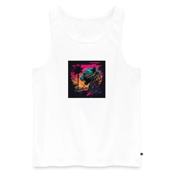 Tiger with neon colors, synthwave / 80s - Men's Premium Organic Tank Top - white - Front - AI Model Male 178 light (178cm)