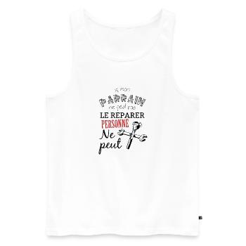 Si parrain ne peut pas le réparer personne ne peut - Débardeur bio Premium Homme - blanc - Devant - Michal (187cm)