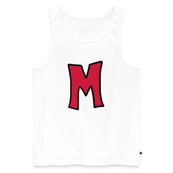Letter M comic cartoon - Men's Premium Organic Tank Top - white - Front - Michal (187cm)