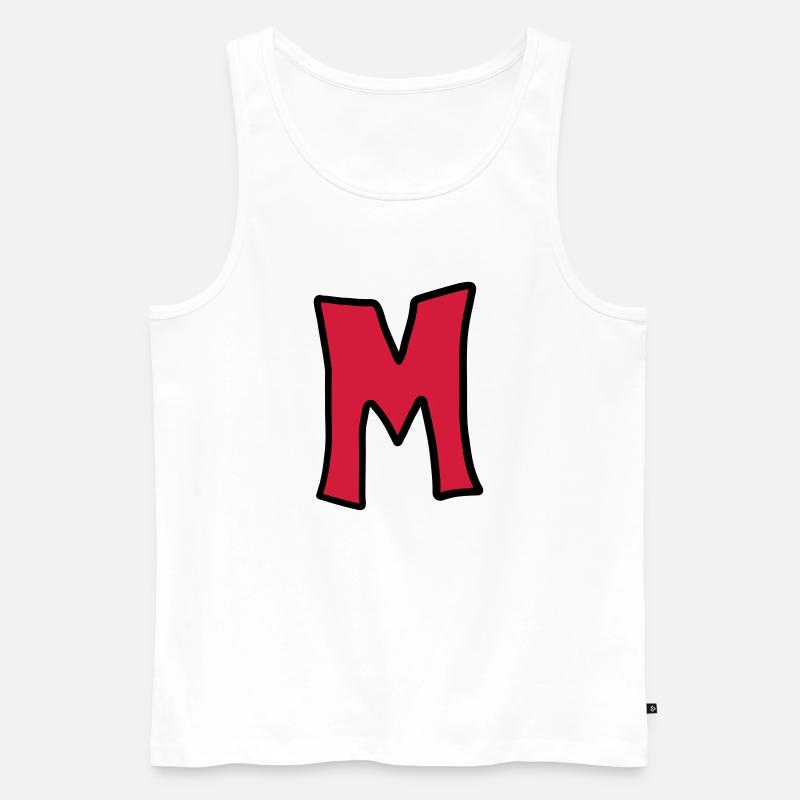 Buchstabe M Comic Cartoon - Männer Premium Bio Tank Top - Weiß