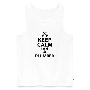 Keep calm I'm a Plumber - Débardeur bio Premium Homme - blanc - Devant - Michal (187cm)