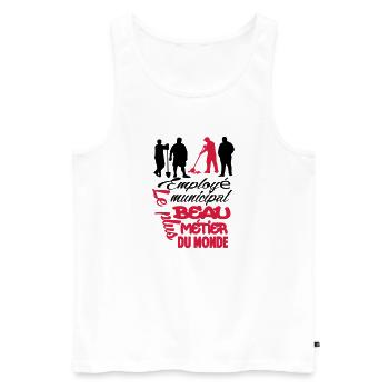 MOTIF DESIGN HUMOUR POUR HOMME VISUEL MIXTE - Débardeur bio Premium Homme - blanc - Devant - Michal (187cm)