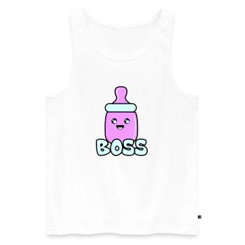 babyflasche boss 02 - Männer Premium Bio Tank Top - Weiß - Vorne - Michal (187cm)